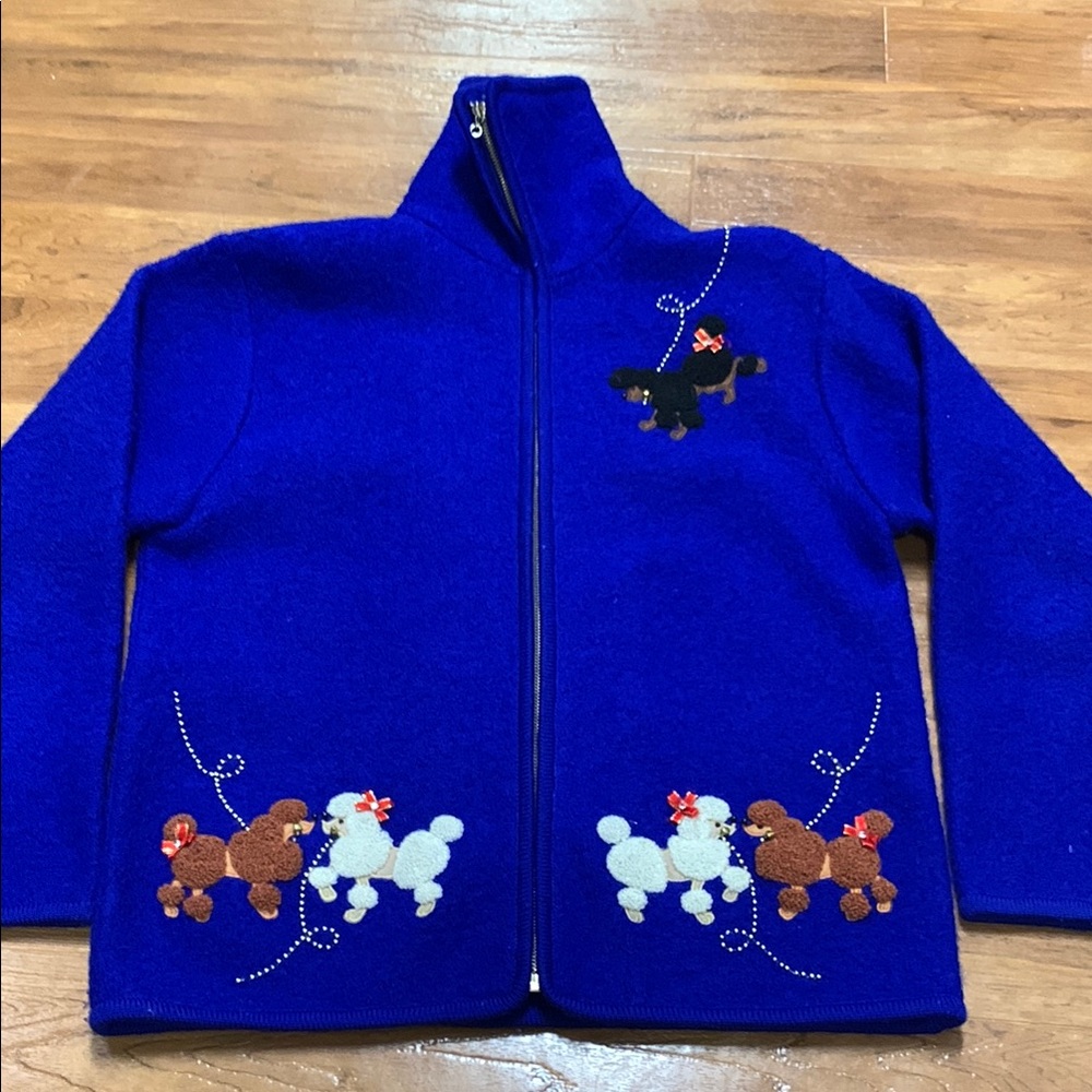 Lisa International Wool Poodle Embroidered Jacket